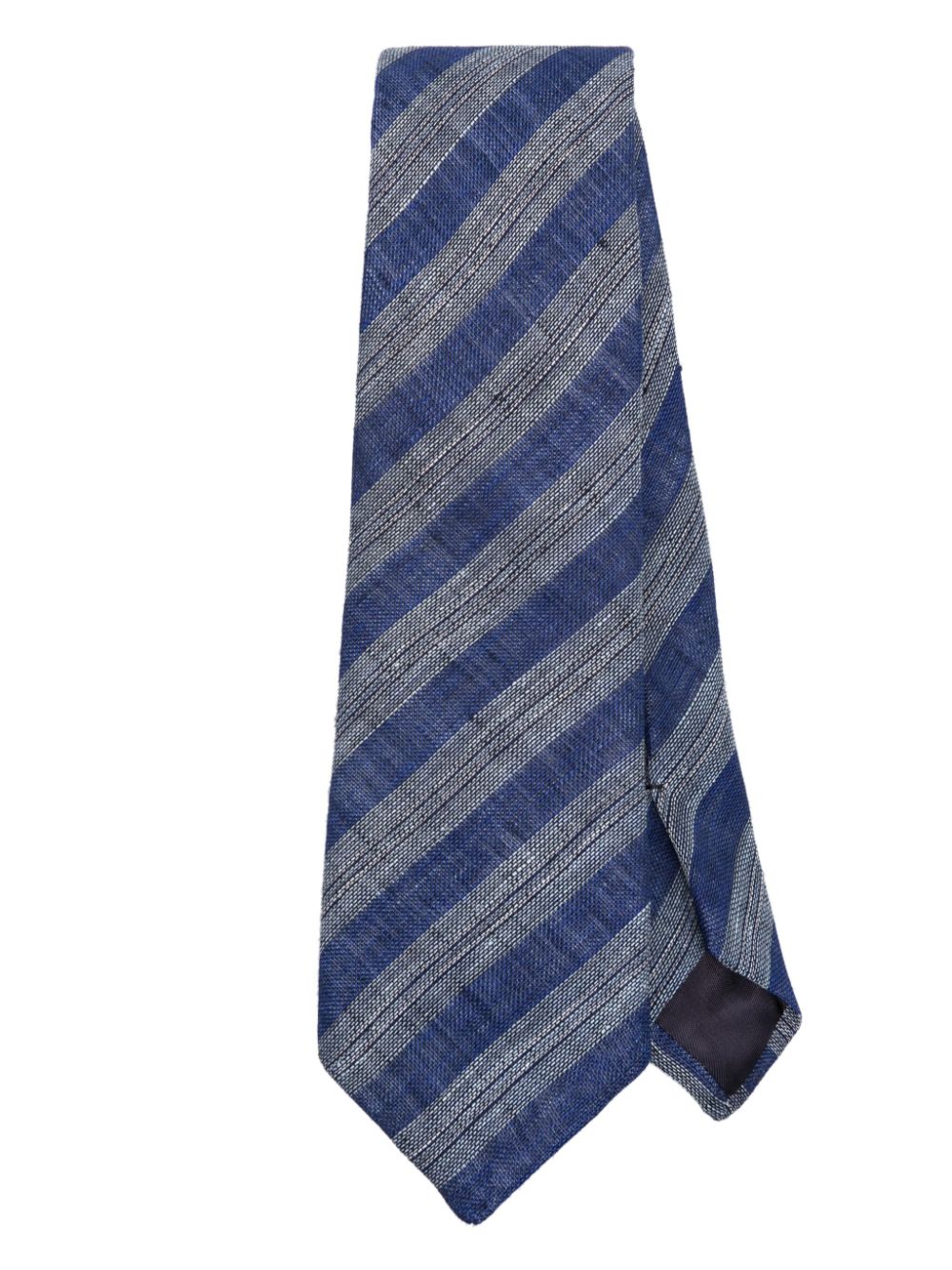 Tagliatore Diagonal-stripe Linen Tie In Blue