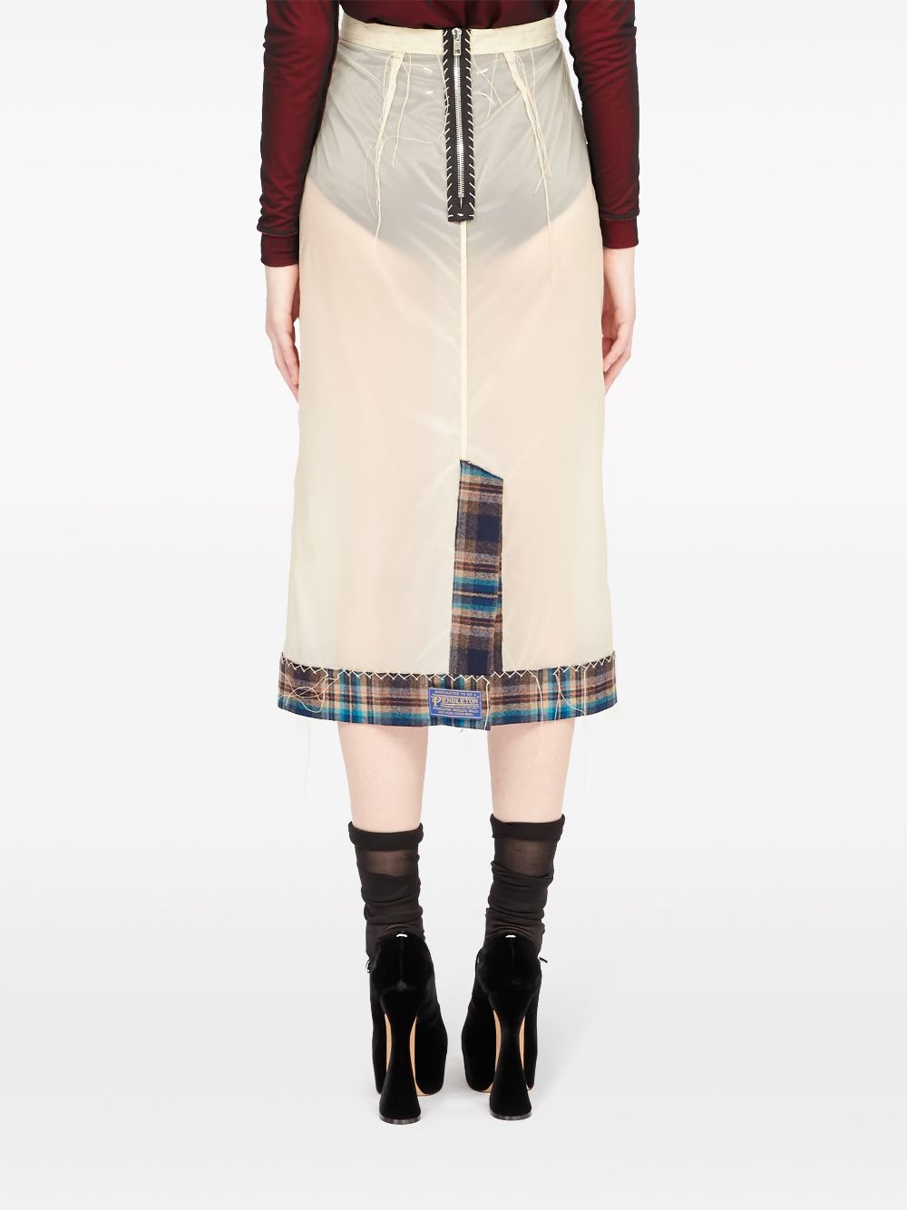 Maison Margiela x Pendleton checked-trim semi-sheer skirt Women