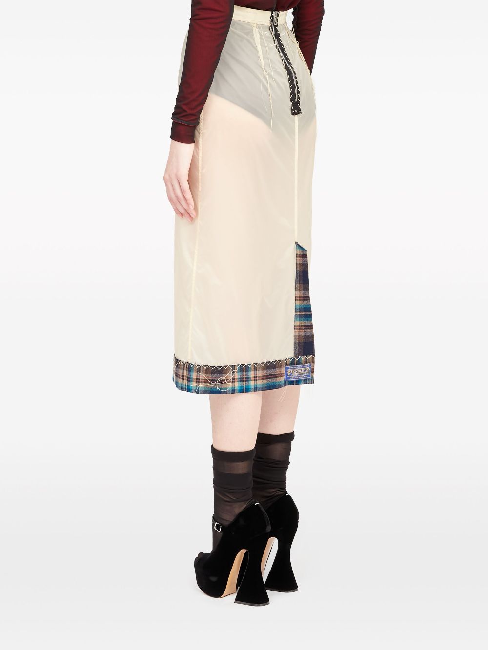 Maison Margiela x Pendleton checked-trim semi-sheer skirt Women