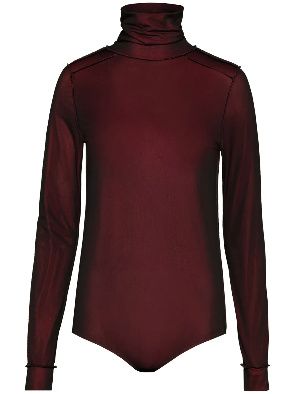 Shop Maison Margiela Sheer Long-sleeve Jersey Bodysuit In Red