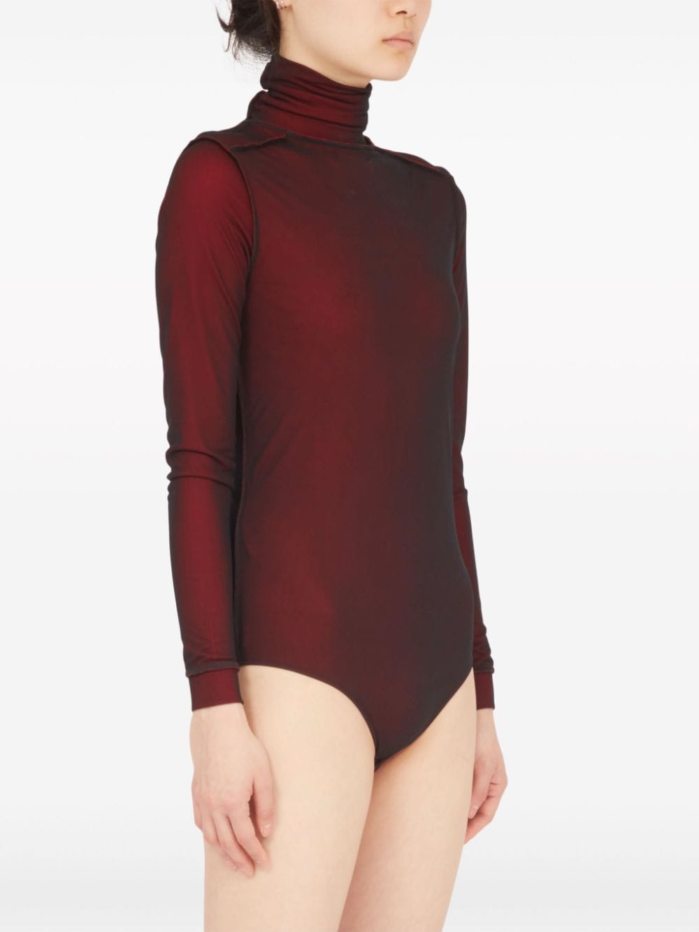 Shop Maison Margiela Sheer Long-sleeve Jersey Bodysuit In Red