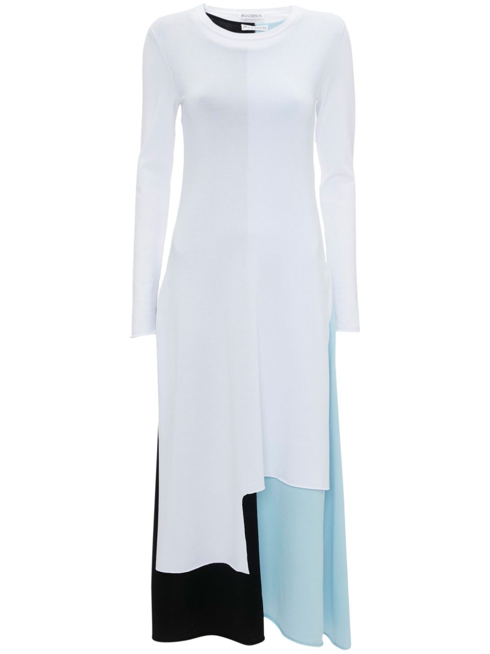 Shop Jw Anderson Colour-block Layered Midi Dress In White