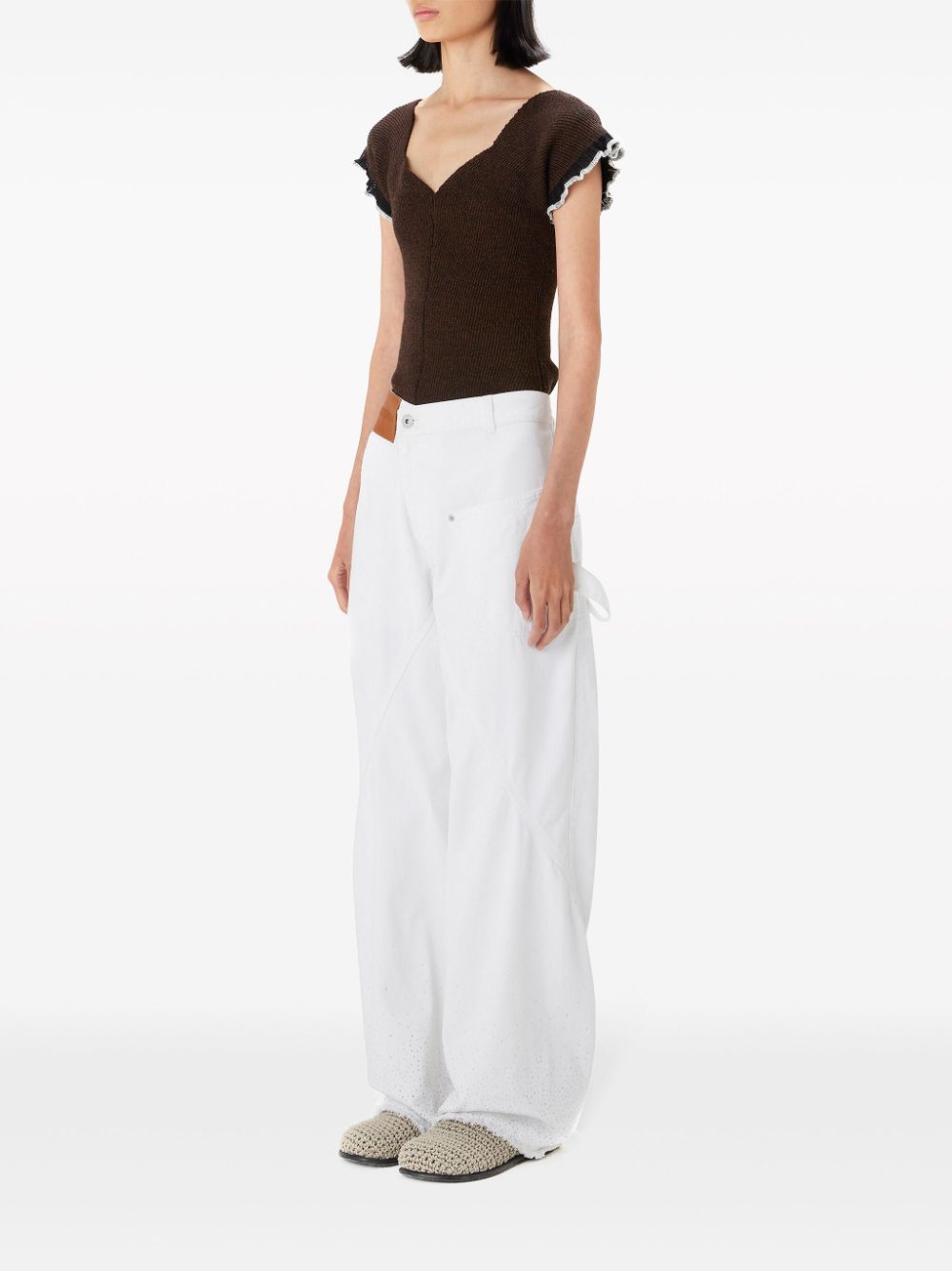 Image 2 of JW Anderson frilled ribbed-knit top