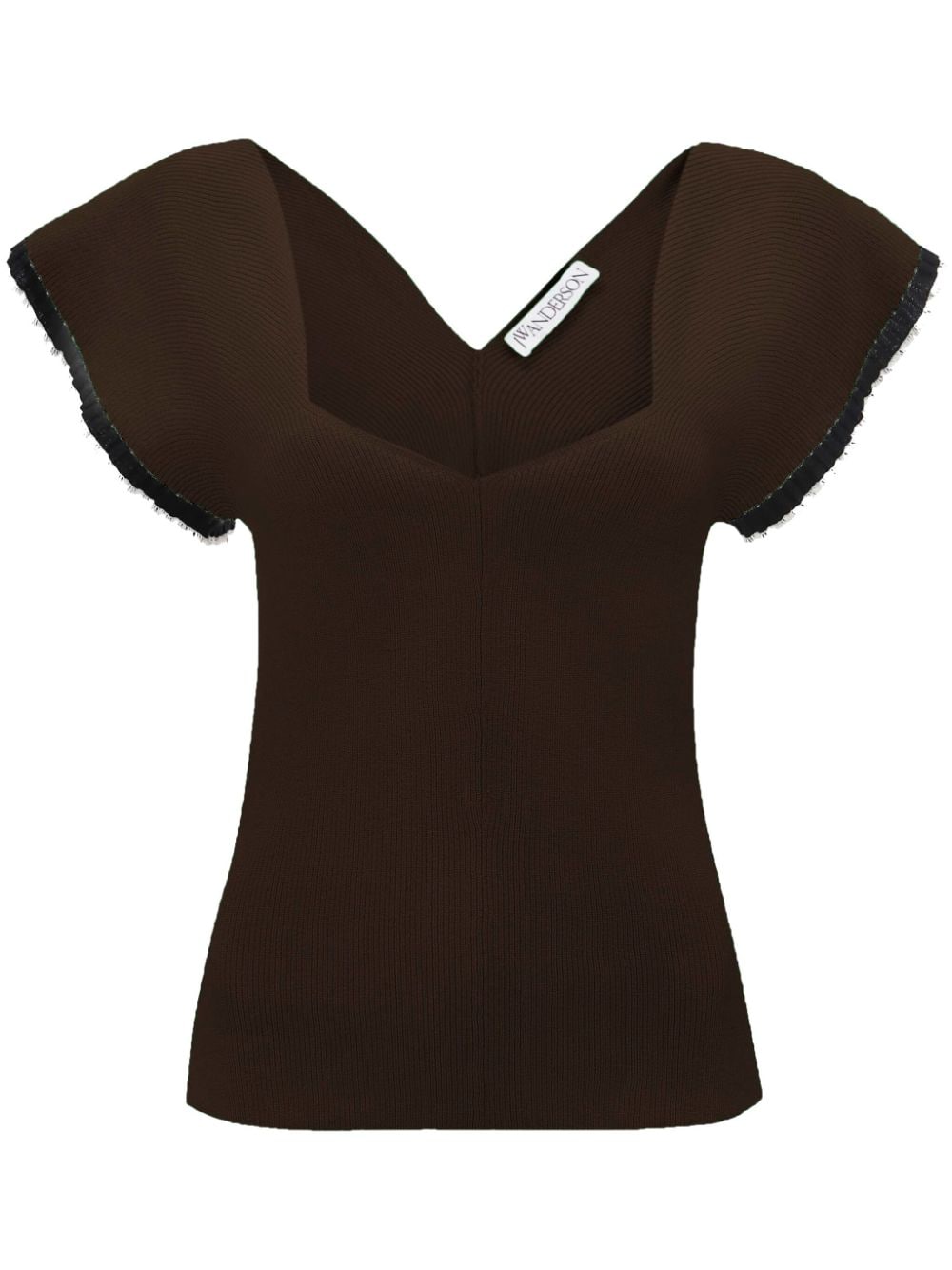 JW Anderson Ribgebreide top met franje Bruin