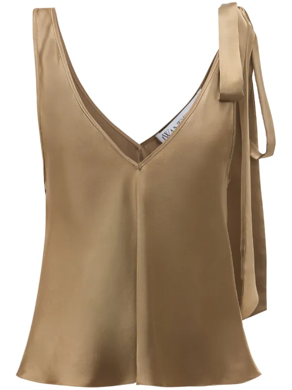 JW Anderson Sleeveless Silk Top in Brown