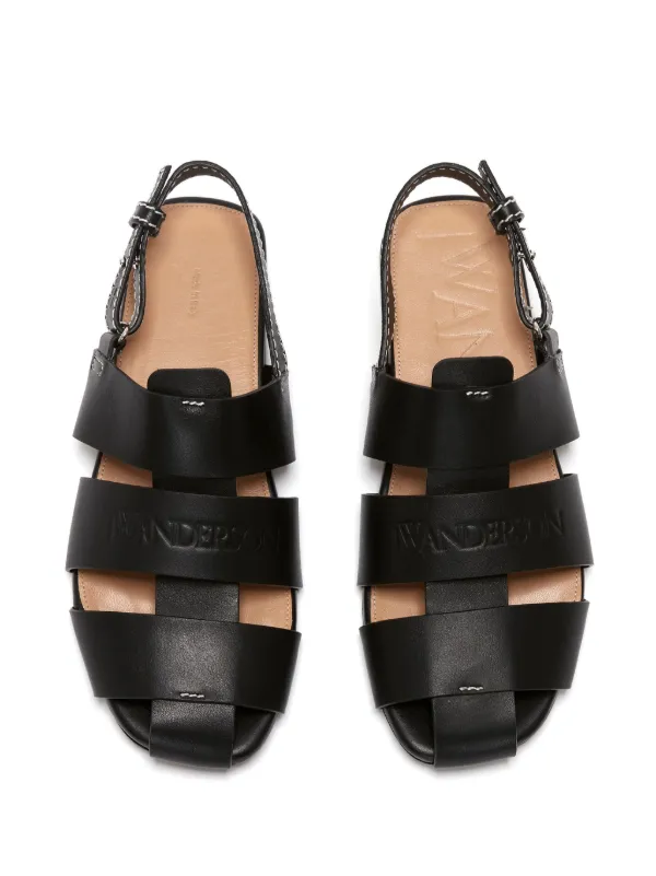 【JW Anderson】 Embellishedレザーサンダル Embellished leather platform sandals in black - JW Anderson