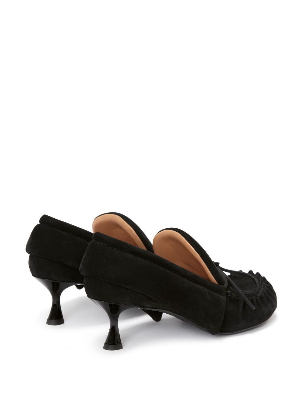 Shop Jw Anderson Bow-detail Kitten-heel Moccasins In Black