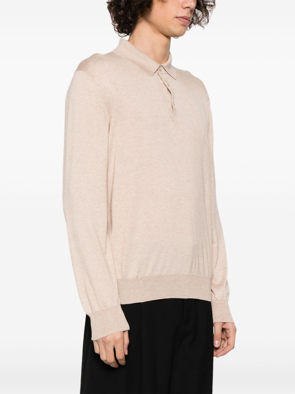 Shop Tagliatore Slub-texture Fine-knit Polo Shirt In Neutrals