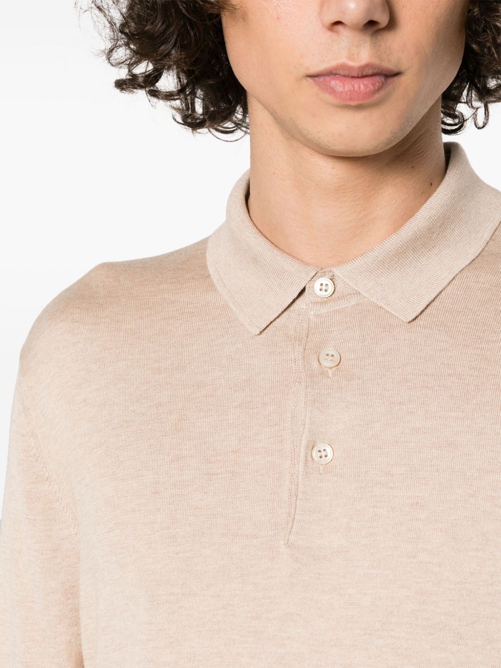 Tagliatore Fijngebreid poloshirt met textuur Beige