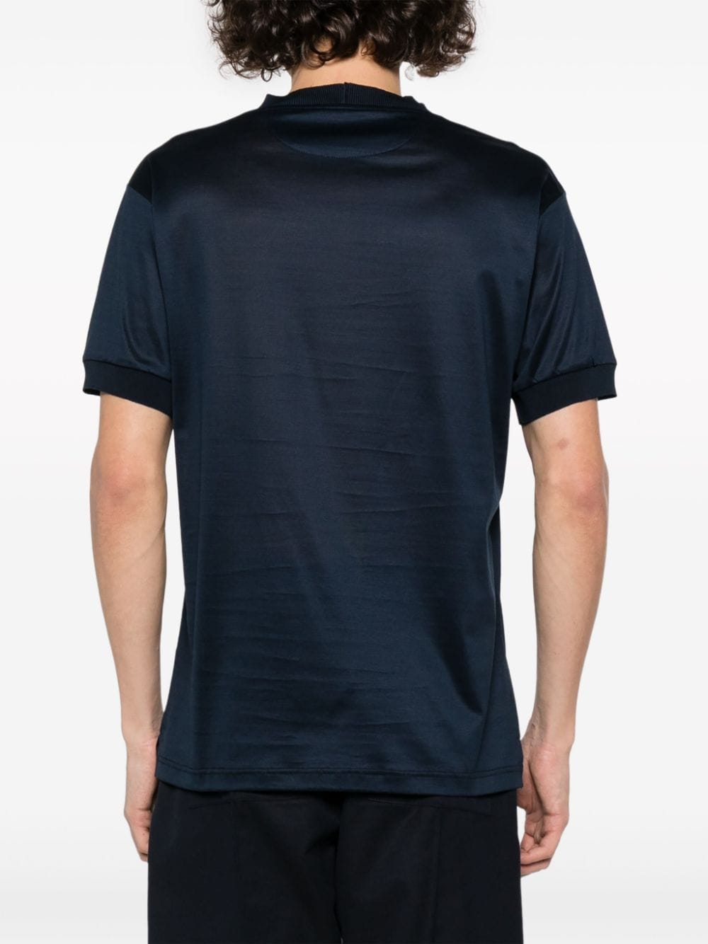Shop Tagliatore Slub-texture Cotton T-shirt In Blue