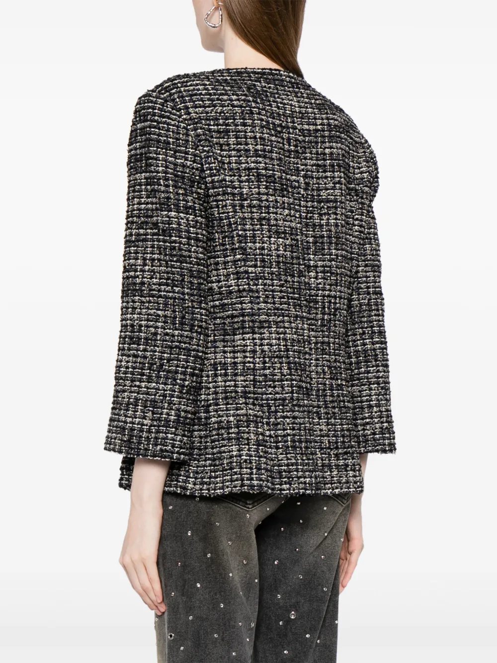 Pre-owned Chanel Single-breasted Tweed Jacket In Black