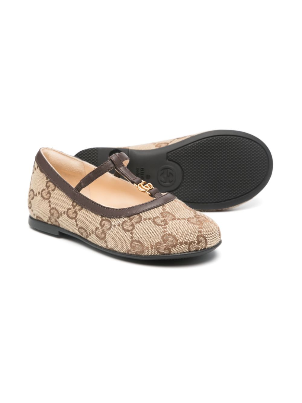 Gucci Kids GG Supreme canvas ballerina shoes - Neutrals