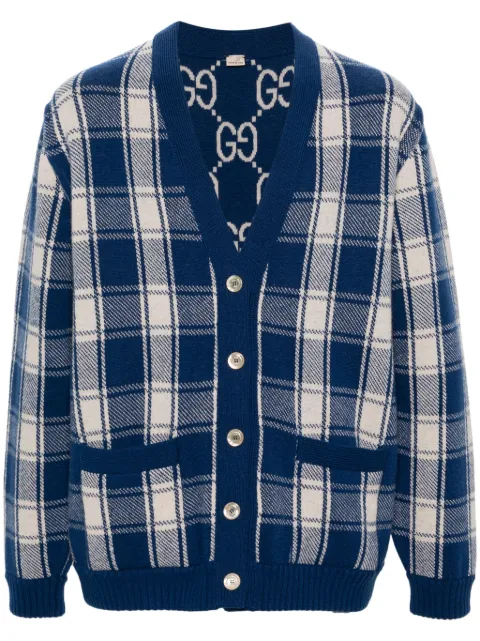 Gucci reversible checked wool cardigan