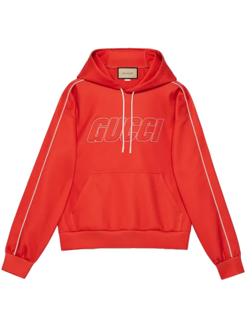 Gucci logo-embossed pipped-trim hoodie