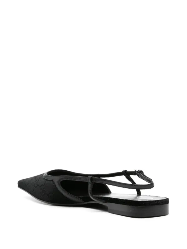 Gucci GG Velvet Ballerina Shoes | Black | FARFETCH