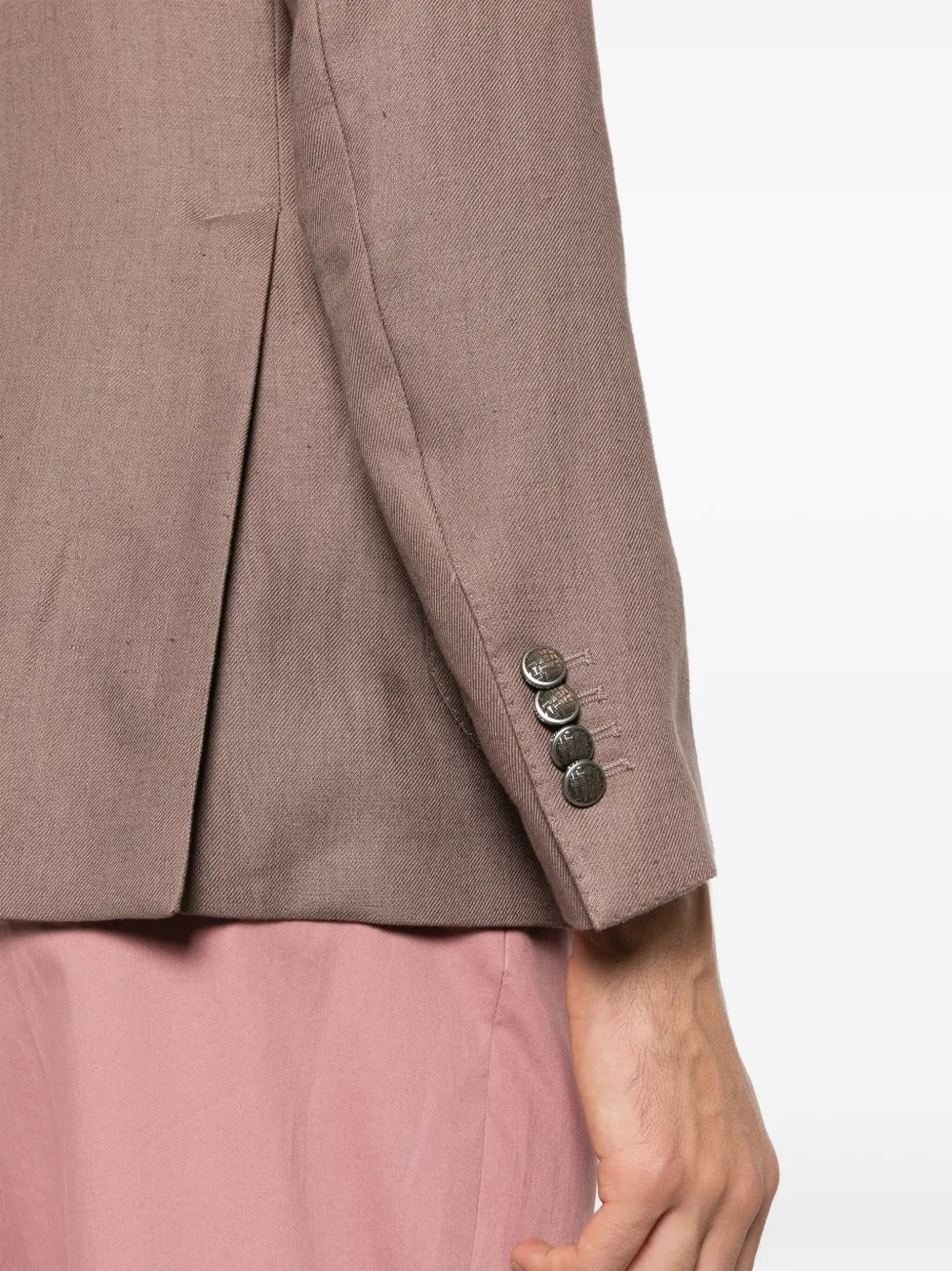Shop Tagliatore Double-breasted Linen Blazer In Pink