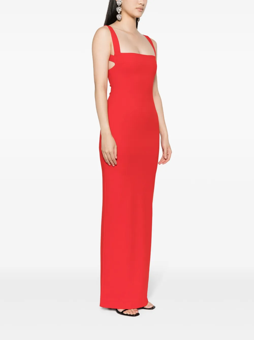 Solace London Joni Square-neck Dress In Red