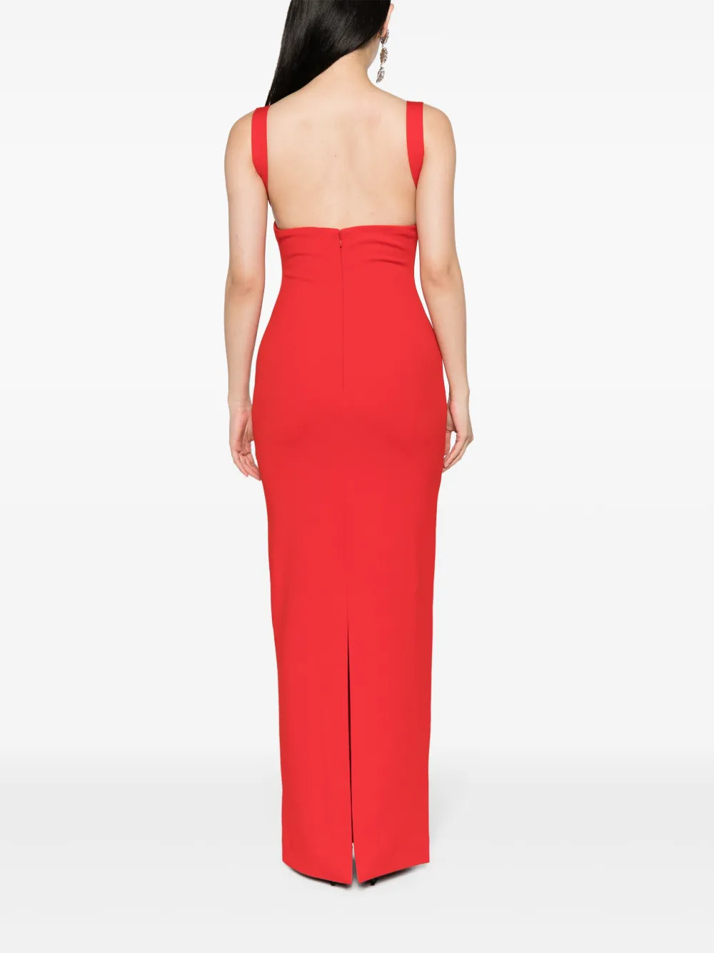 Solace London Joni Square-neck Dress In Red