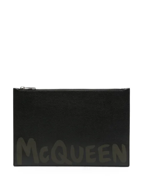 Pochette en cuir à logo imprimé - Alexander McQueen - Modalova