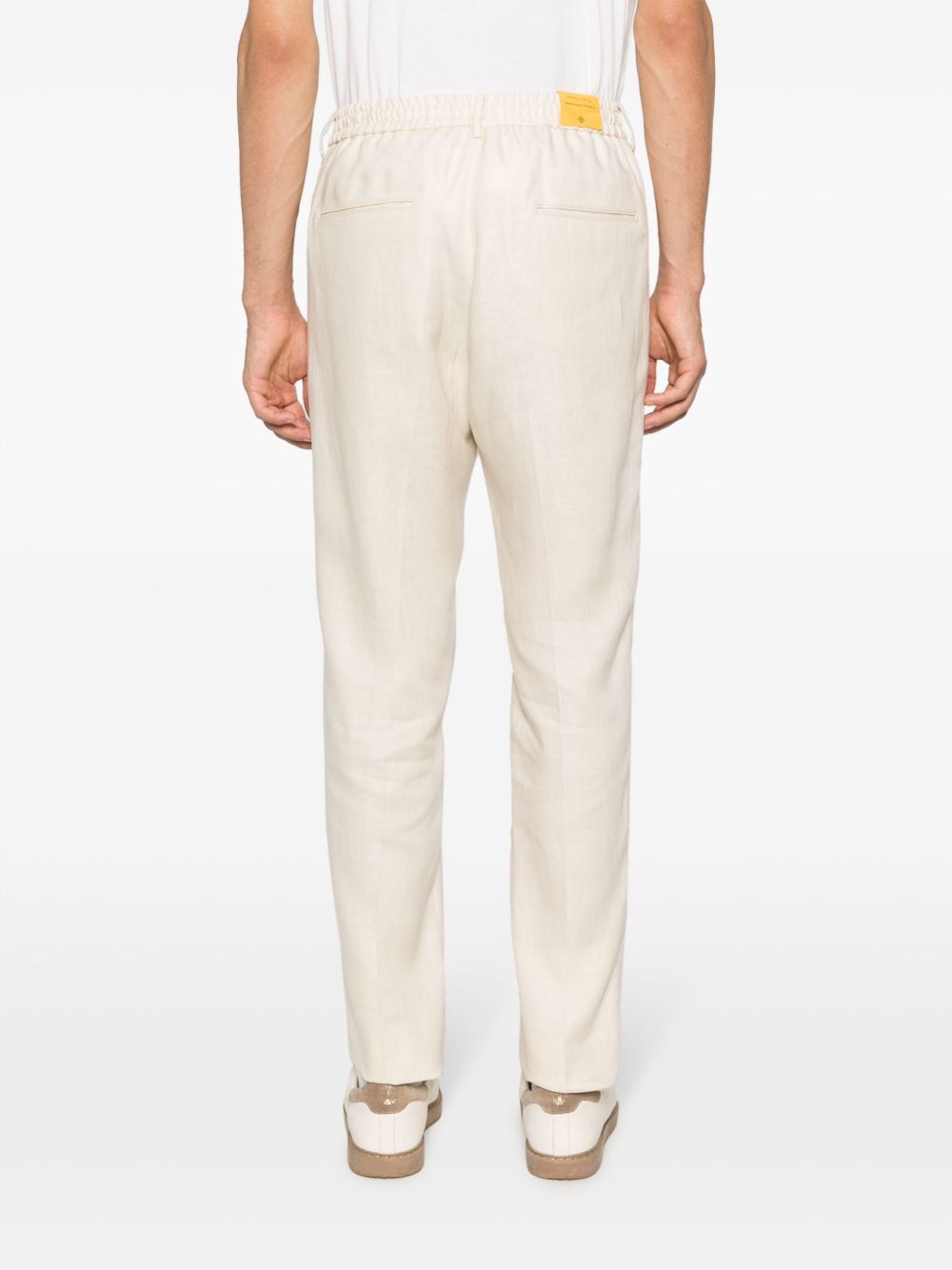 Shop Tagliatore Straight-leg Chino Linen Trousers In Neutrals