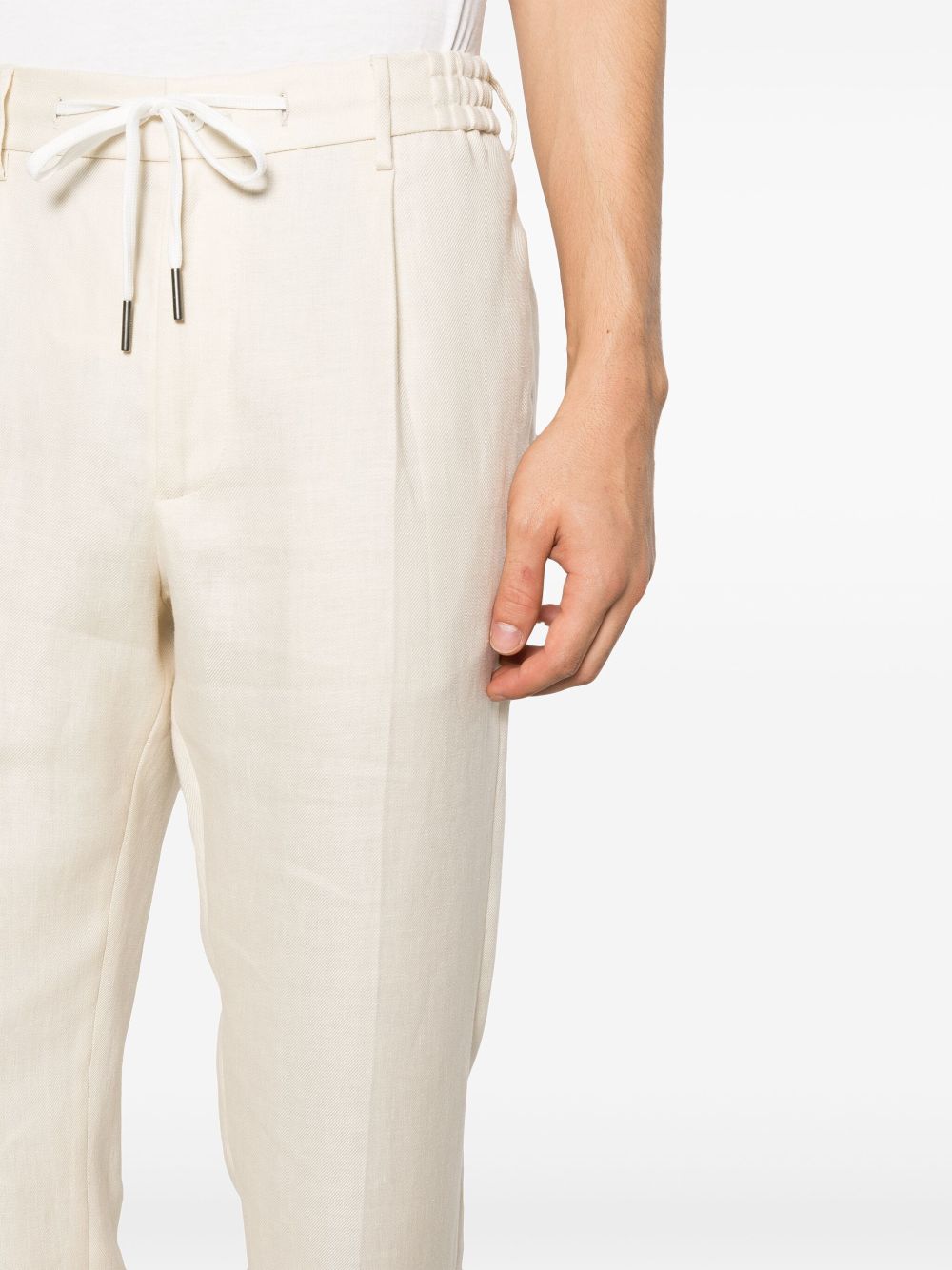 Shop Tagliatore Straight-leg Chino Linen Trousers In Neutrals