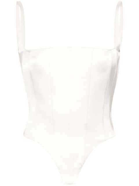 LaQuan Smith square-neck corset-style top