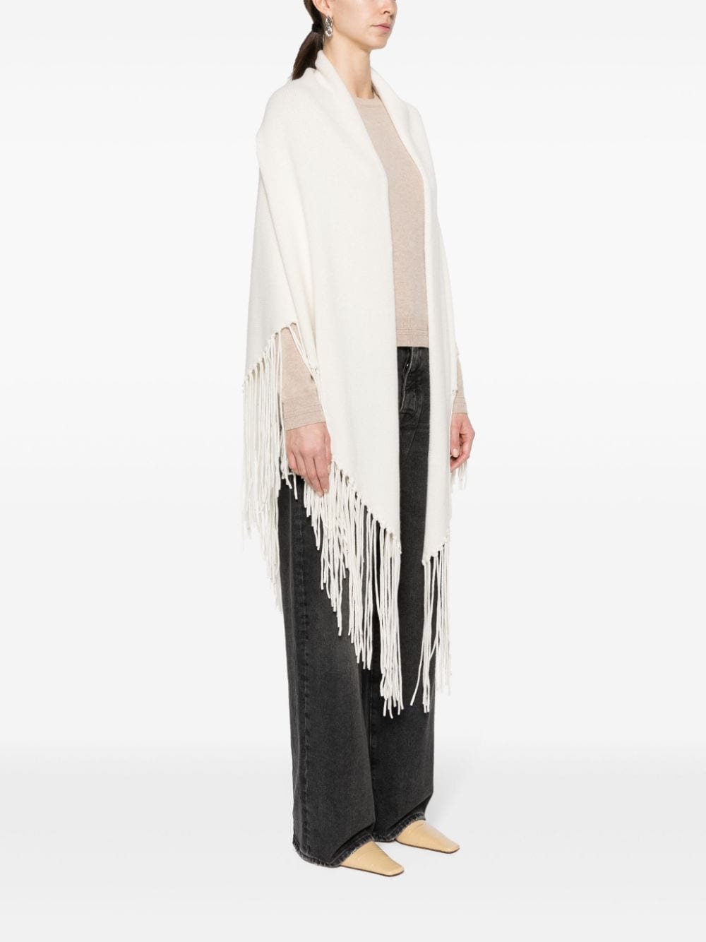 Shop Malo Fringed Open-front Cardigan In White