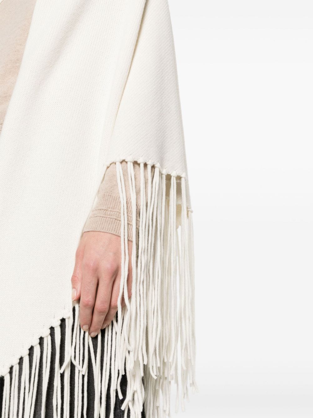 Shop Malo Fringed Open-front Cardigan In White