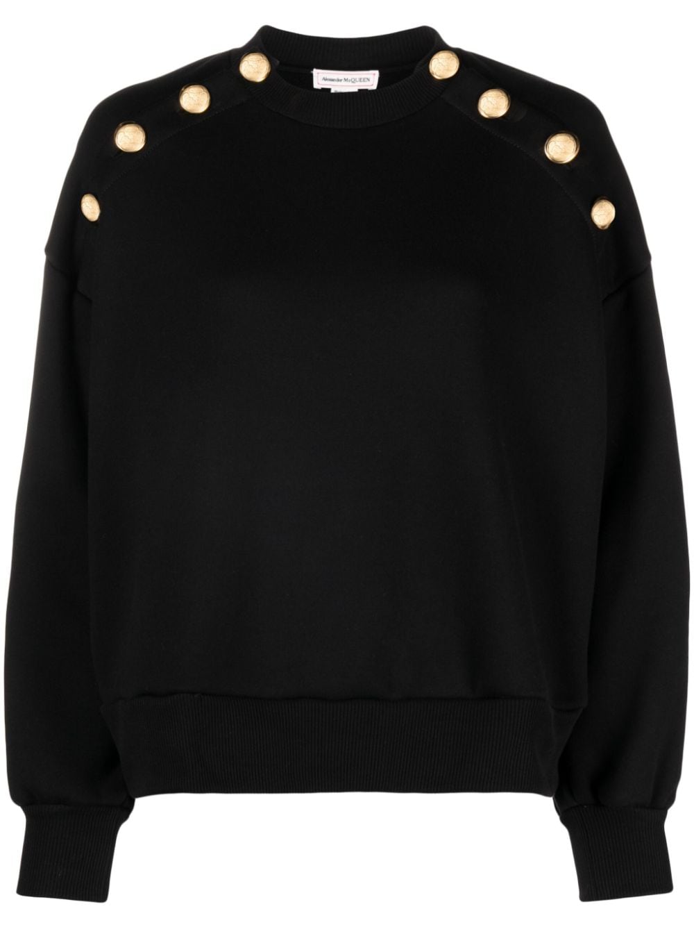 Alexander Mcqueen Embellished-buttons Cotton Sweatshirt In Black