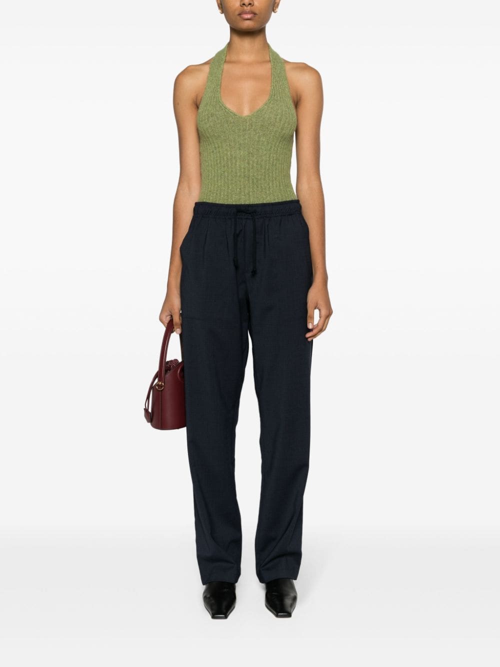 Shop Paloma Wool René Mini-check Drawstring Trousers In Blue