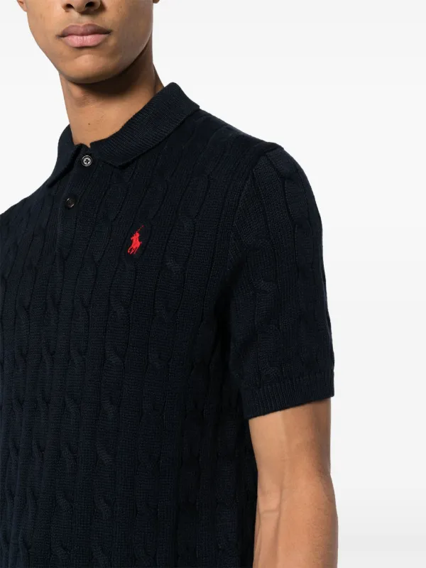 Polo Ralph Lauren Polo Pony cable-knit Polo Shirt | Blue | FARFETCH