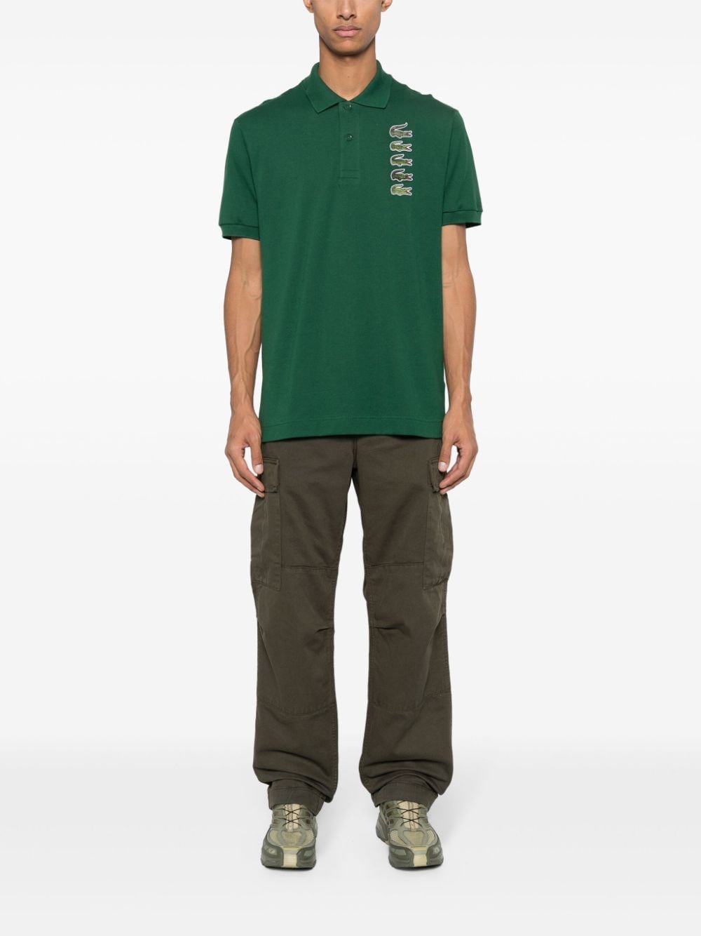 Lacoste crocodile-embroidered piqué polo shirt - Groen