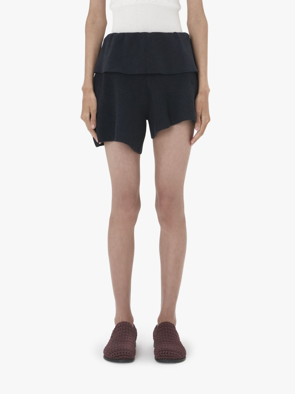 Shop Jw Anderson Fold Over Asymmetric Shorts In Blue