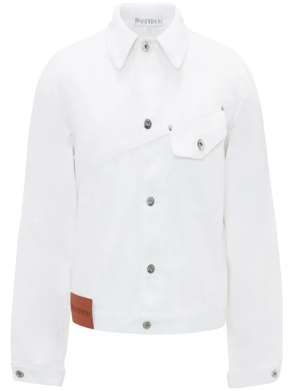JW Anderson Cropped Twisted Denim Jacket in White