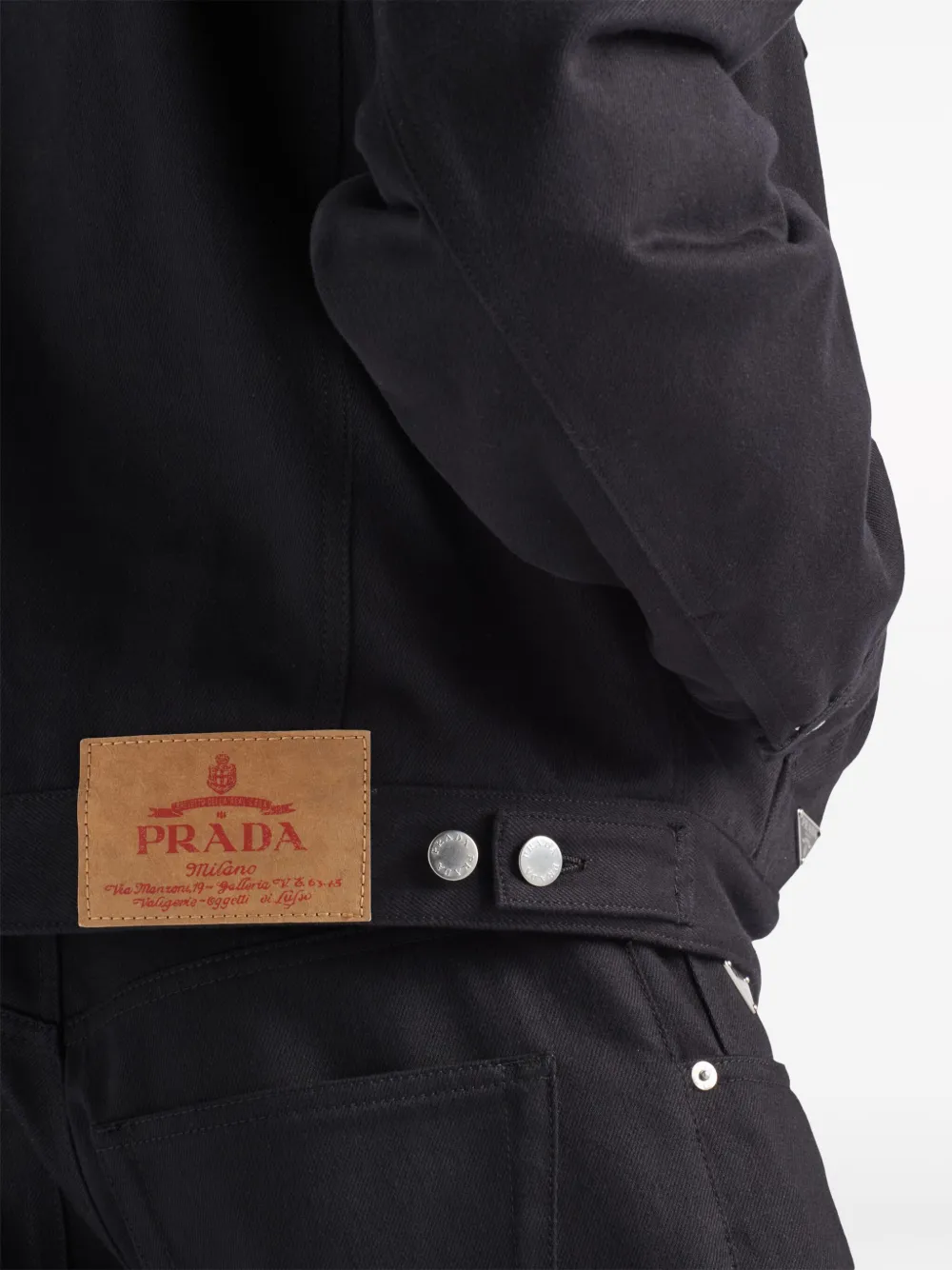 Shop Prada Bull Denim Blouson Jacket In Black