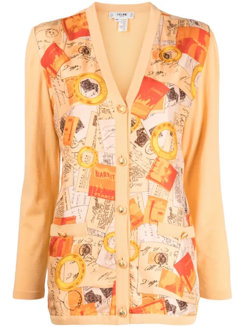 Cardigan imprimé à col v (années 2000) - Céline Pre-Owned - Modalova