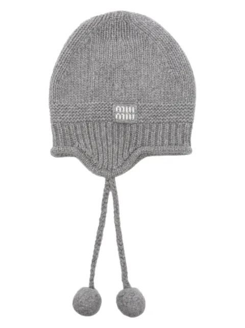 Miu Miu pompom-detailed ear-flap beanie