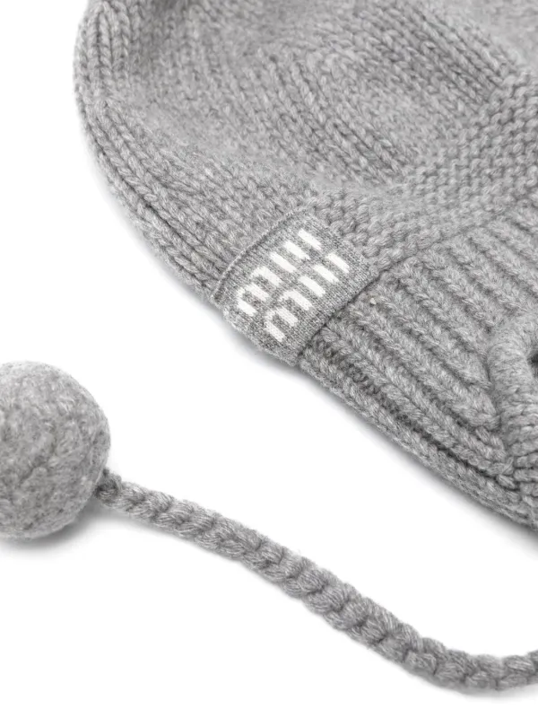TODAYFUL Ear Flap Beanie 新品未使用 Miu Miu pompom-detailed ear-flap Beanie | Grey | FARFETCH