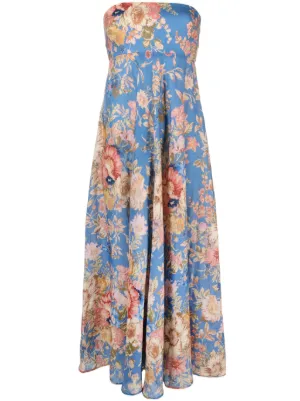 ZIMMERMANN August floral print Strapless Dress Farfetch