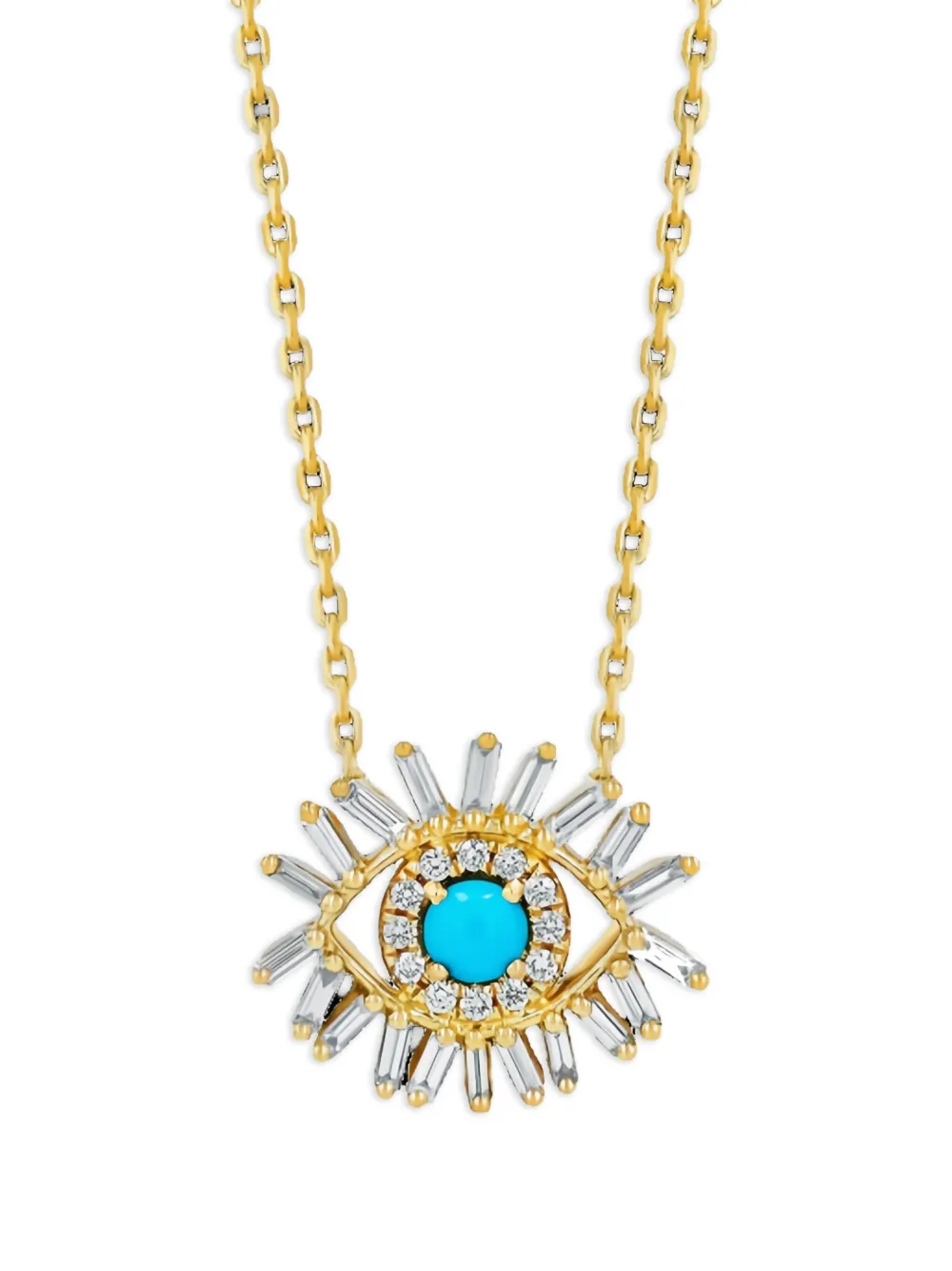 Suzanne Kalan 18K yellow gold Evil Eye turquoise and diamonds necklace - Giallo