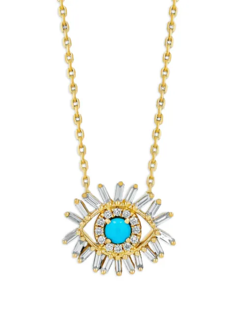 Suzanne Kalan 18K yellow gold Evil Eye turquoise and diamonds necklace