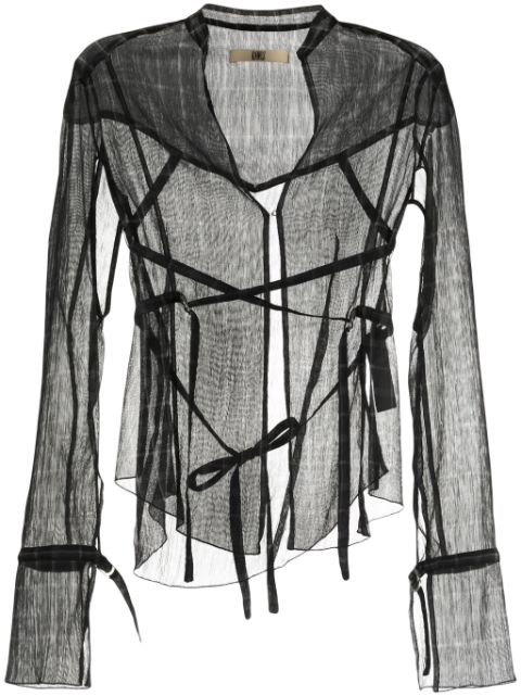 KNWLS Modular cut-out sheer shirt