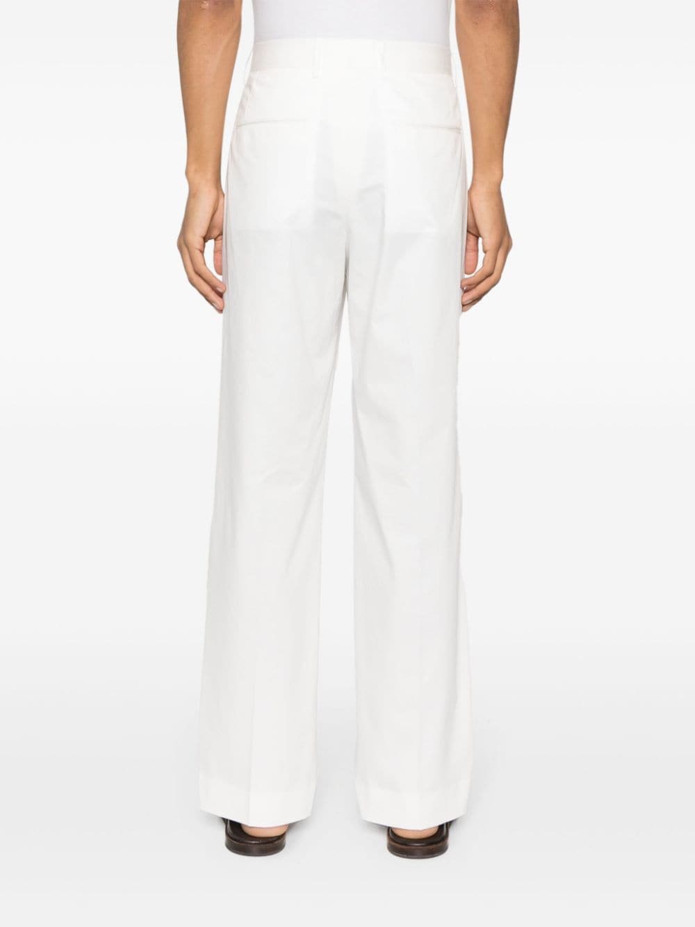 Shop Tagliatore Pleat-detailing Cotton-blend Straight-leg Trousers In Weiss