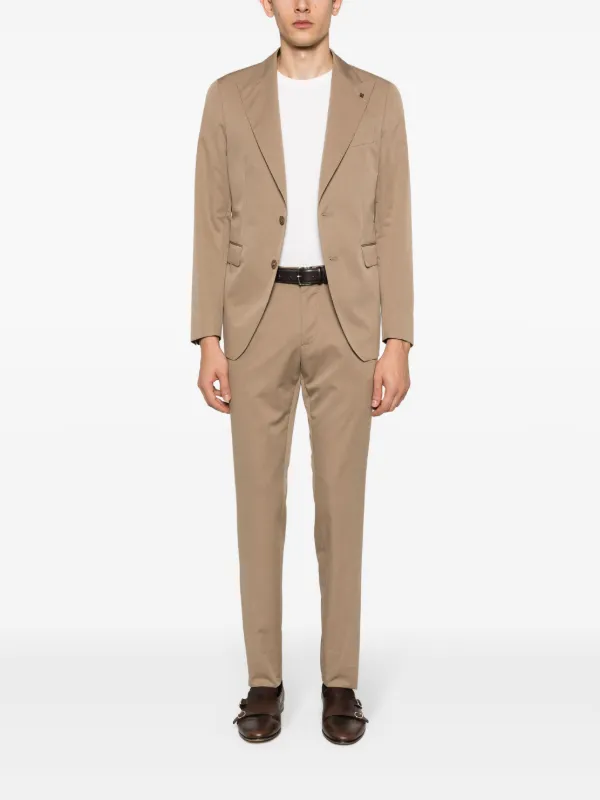 セットアップ（メンズ） TAGLIATORE Men Suits Set 2SMC22K01340021 BEIGE Tagliatore logo-appliqué Twill single-breasted Suit