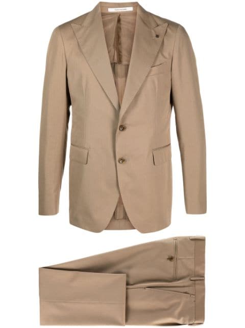 Tagliatore logo-appliqué twill single-breasted suit