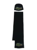 Lacoste logo-intarsia scarf and beanie set - Blue