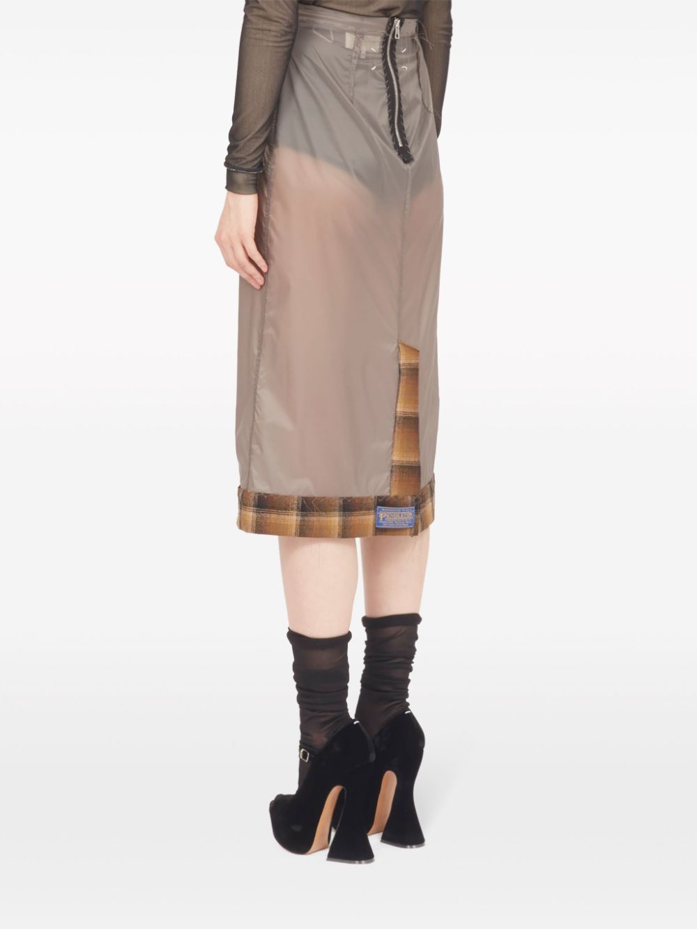 Maison Margiela x Pendleton checked-trim semi-sheer skirt Women