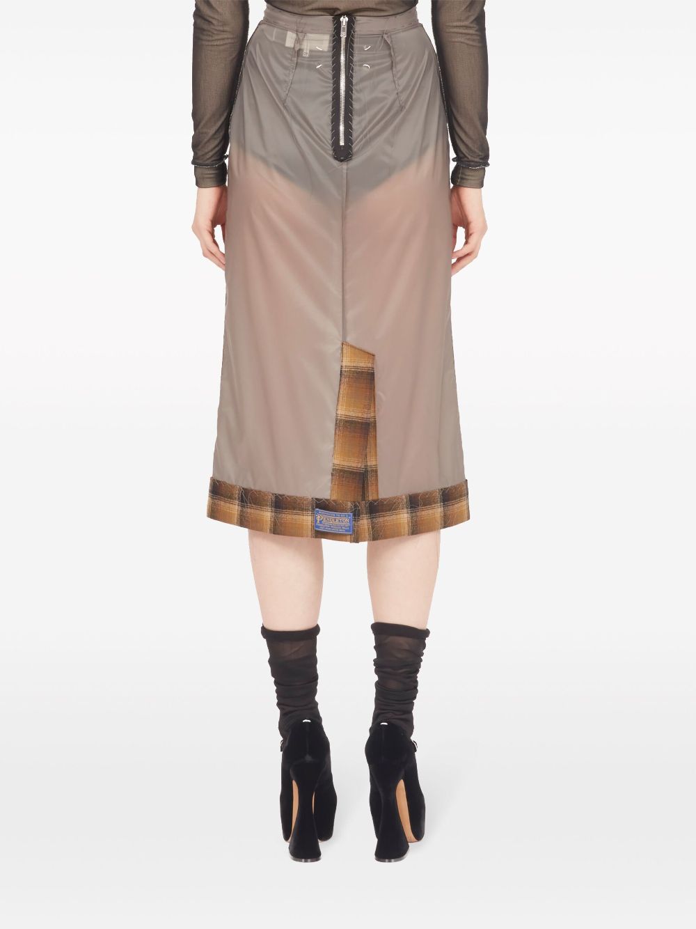 Maison Margiela x Pendleton checked-trim semi-sheer skirt Women