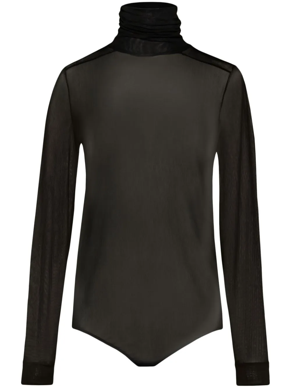 Maison Margiela Sheer Viscose Jersey T-neck Bodysuit In Black
