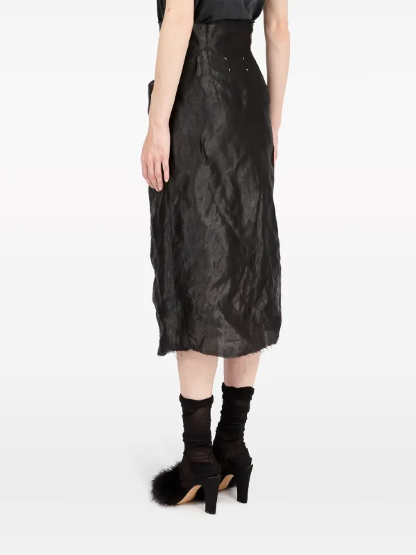 Maison Margiela Draped Lurex Midi Skirt | Black | FARFETCH JO